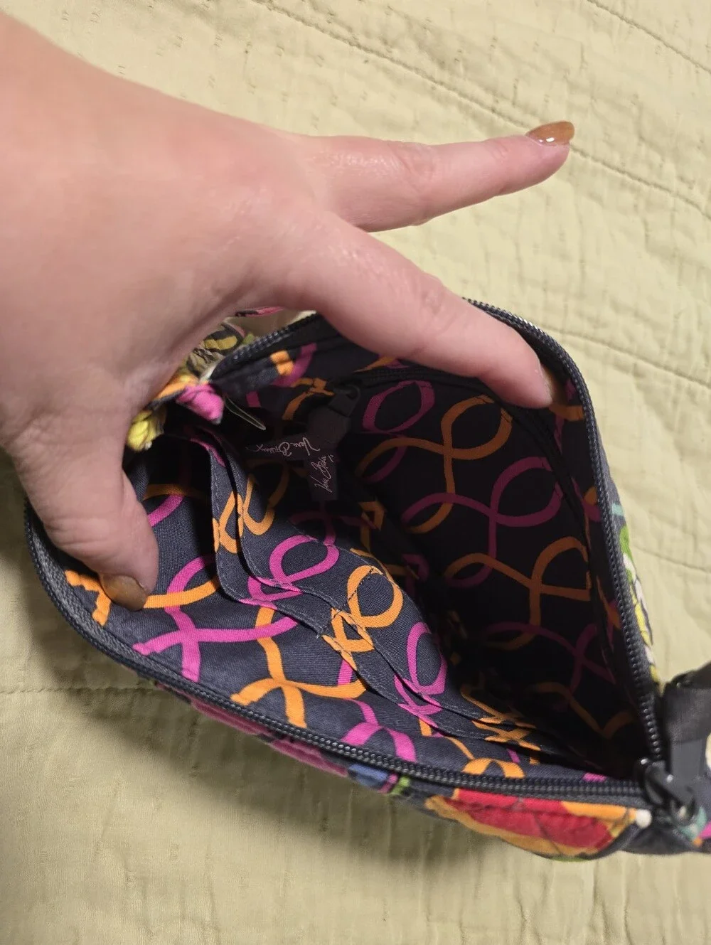 Vera Bradley Navy Quilted Floral Wristlet In Jazzy Blooms